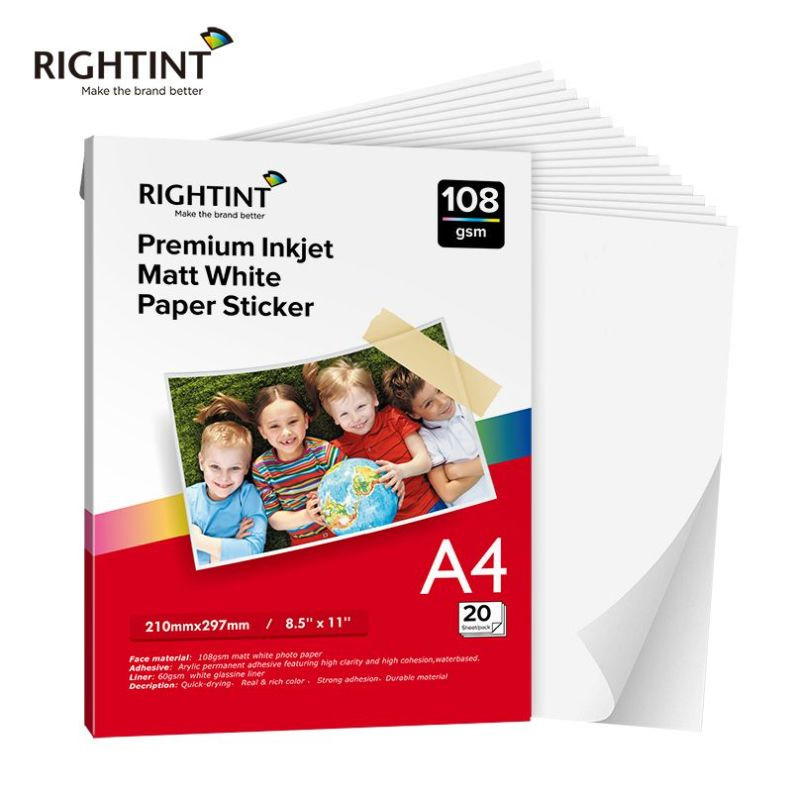 Opaque Glassine Rightint Carton Self Adhesive Vinyl Labels Matte Sticker