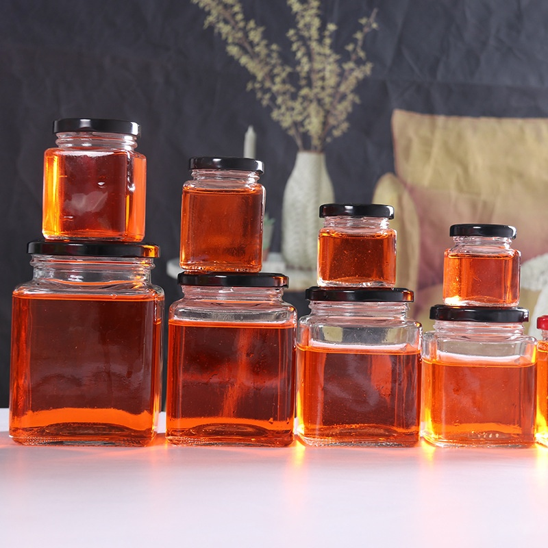 Cheap Square Glass Jam Jar 50ml Clear Square Glass Honey Jar with Metal Lid Hot Sale Glass Honey Jar Empty Mason Jar Factory Direct Sale