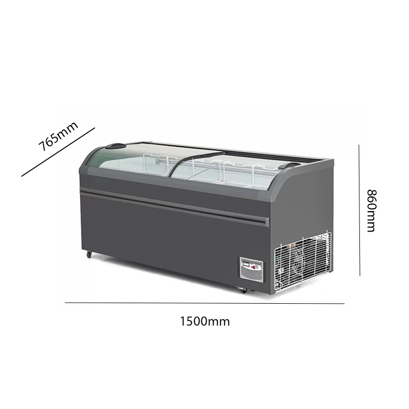 Ice Cream Cabinet Supermarket Freezer Freezer Island Cabinet Ice Cream Refrigerator Horizontal Curved Glass Preservation Cabinet