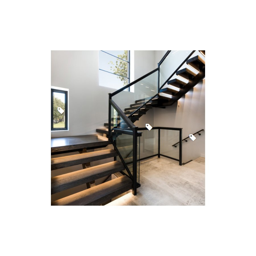 Stair Straight Carbon Steel Glass Staircase Modern Indoor Wood Steps Staircases