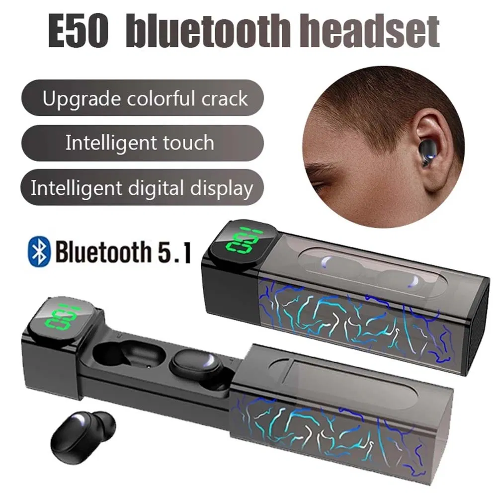 E50 Mini Tws Wireless Earbuds Sports LED Display Bluetooth Headset
