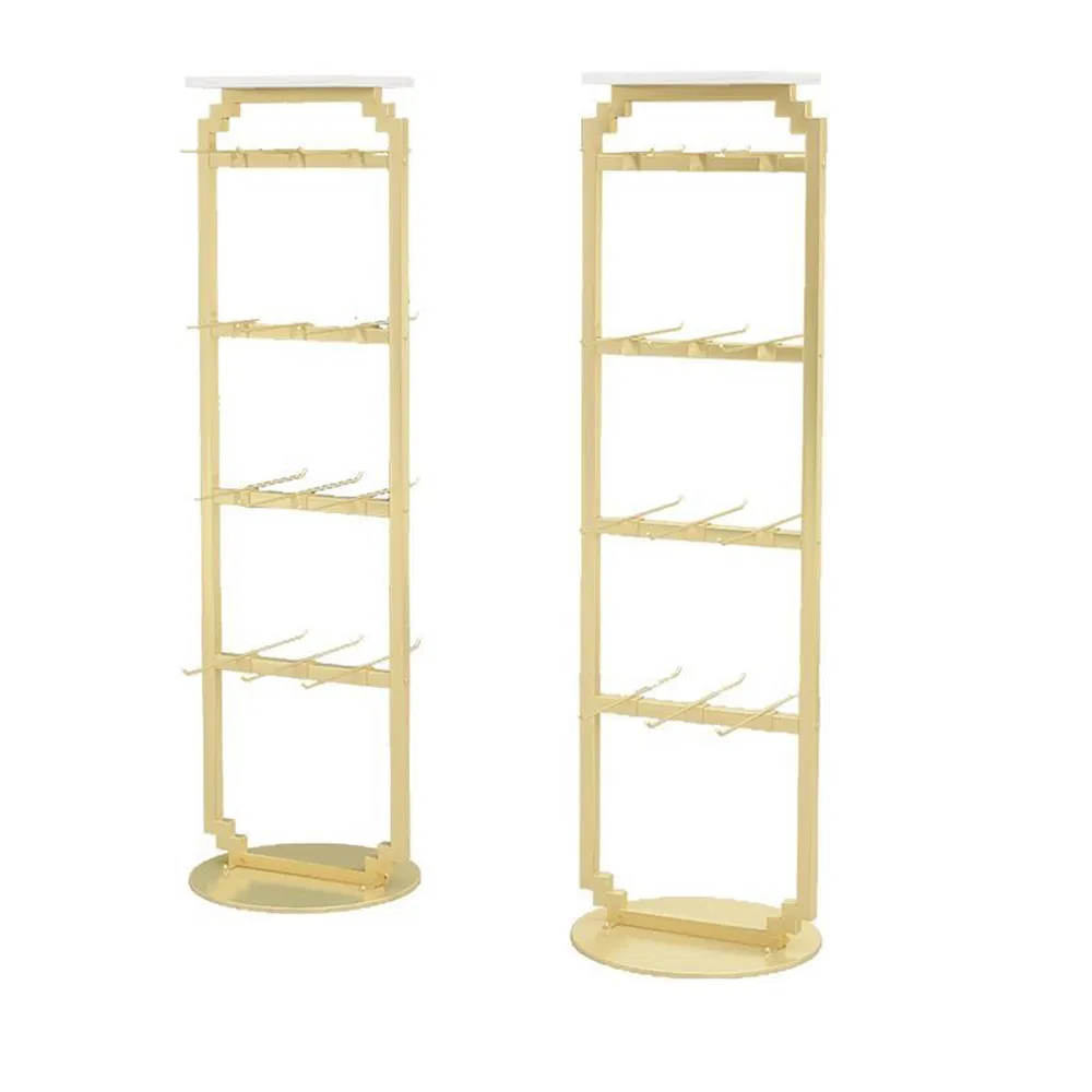 Factory Outlet Floor Standing Double-Sided Display Underwear/Underwear/Socks Clothing Rack in Gold/Black/Silver with Storage Board Made of Iron for Couture