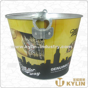 Promotional Bar Use Customized Logo Galvanized Steel Handle Bar KTV Ice Bucket
