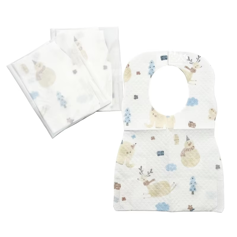 Hot-Sale The Cheapest 10PCS Disposable Non-Woven Soft Baby Bibs in Cartoon Pattern
