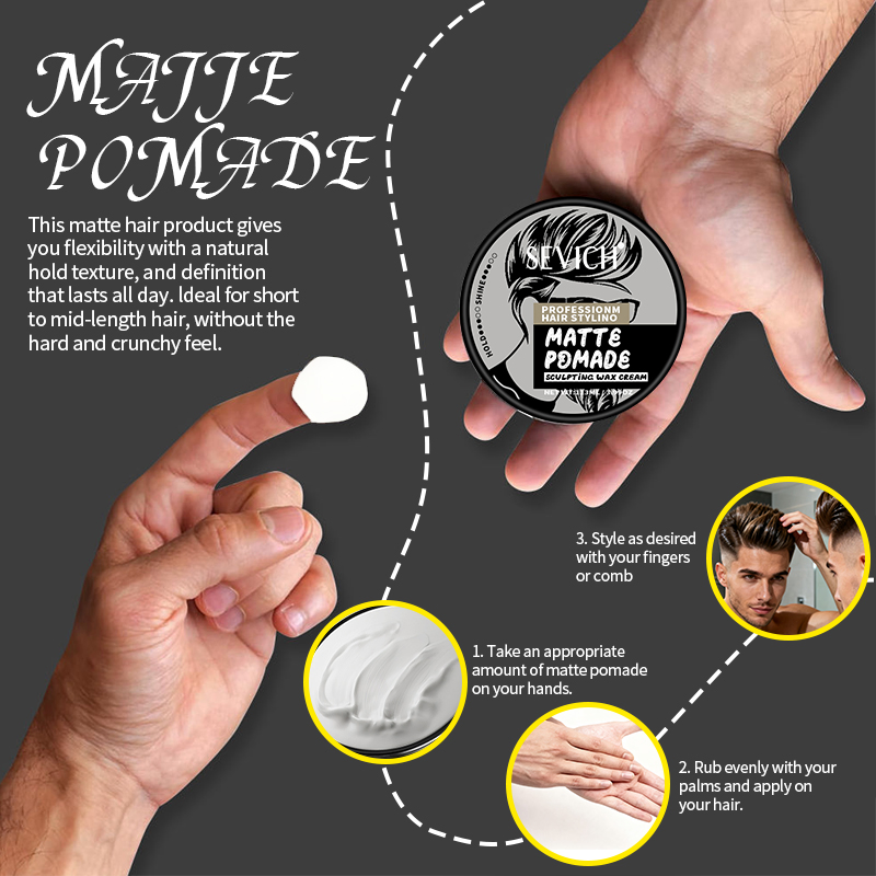 113ml Men's Hair Styling Product Private Label Strong Hold Matte Natural Looking Hair Pomade Clay