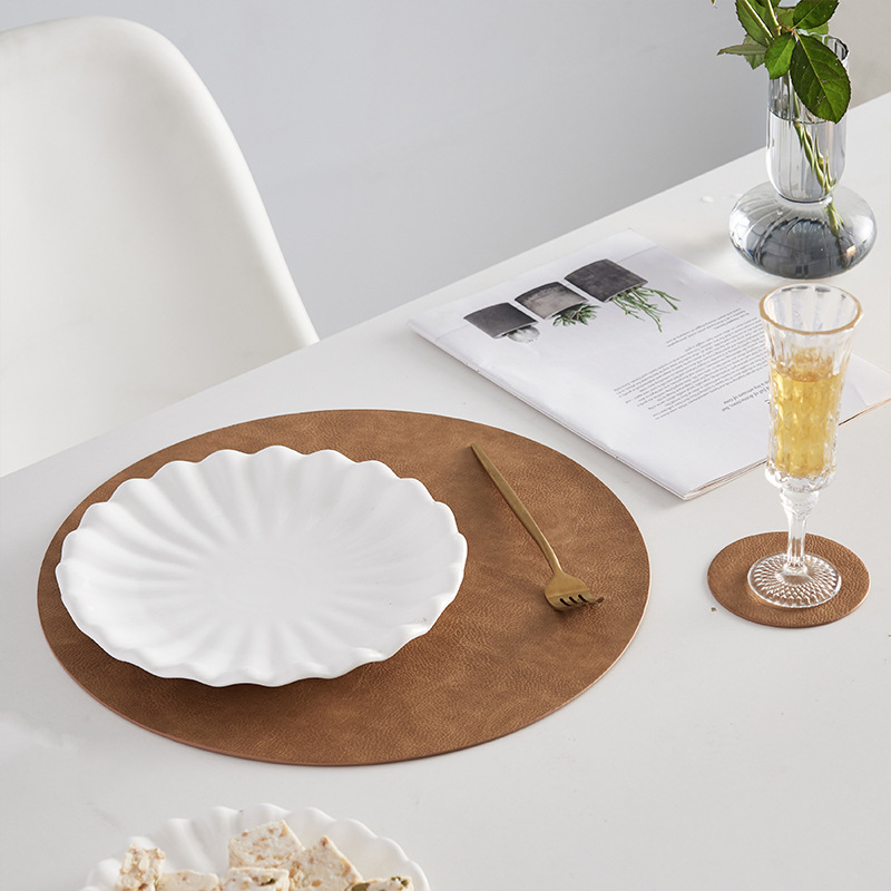 New Design PU Leather Elegant Placemat Pad Dining Table Mat Decor Mat Heat Insulation Placemats