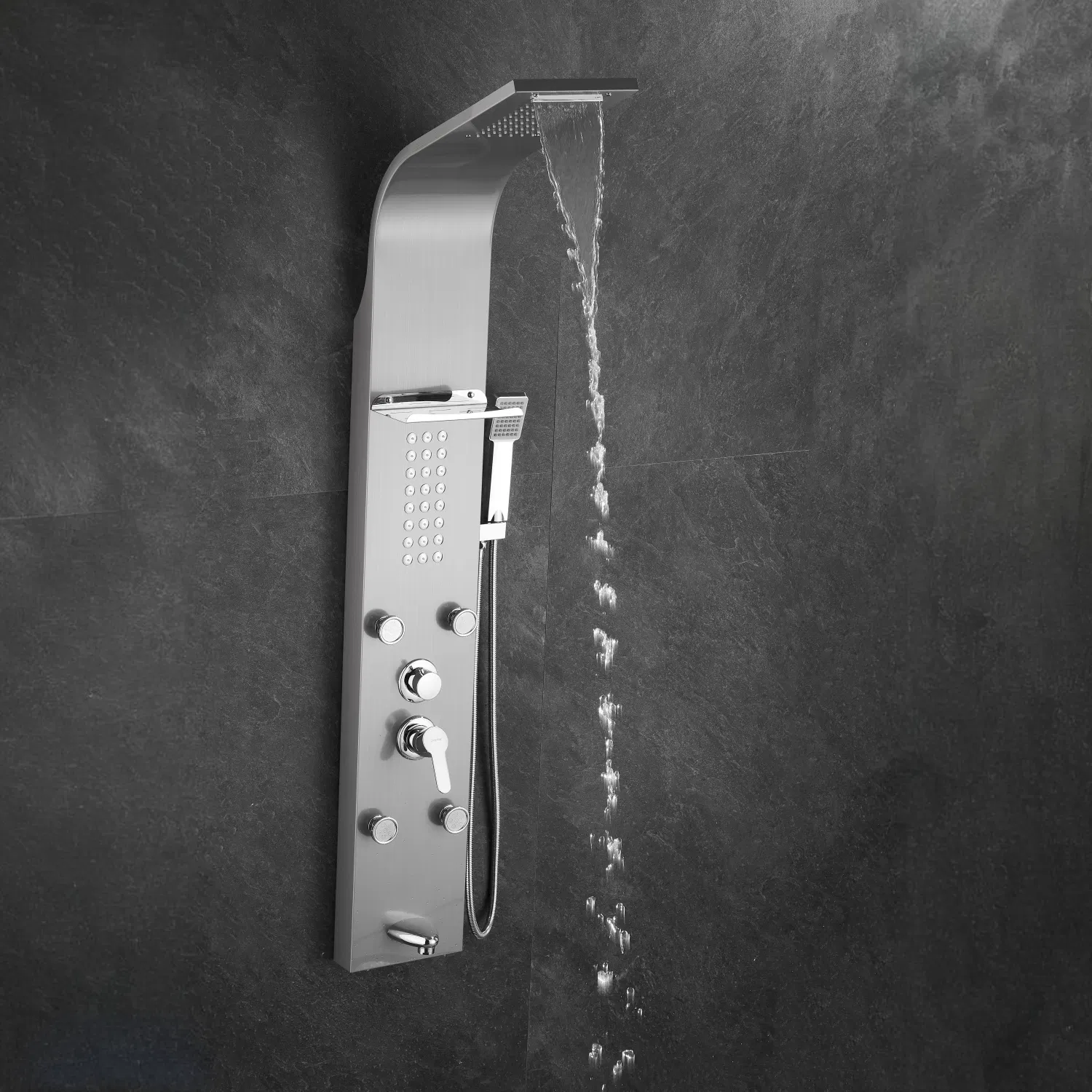 Nickle Color Multi Function Massage Jets Shower Panel with Shelf