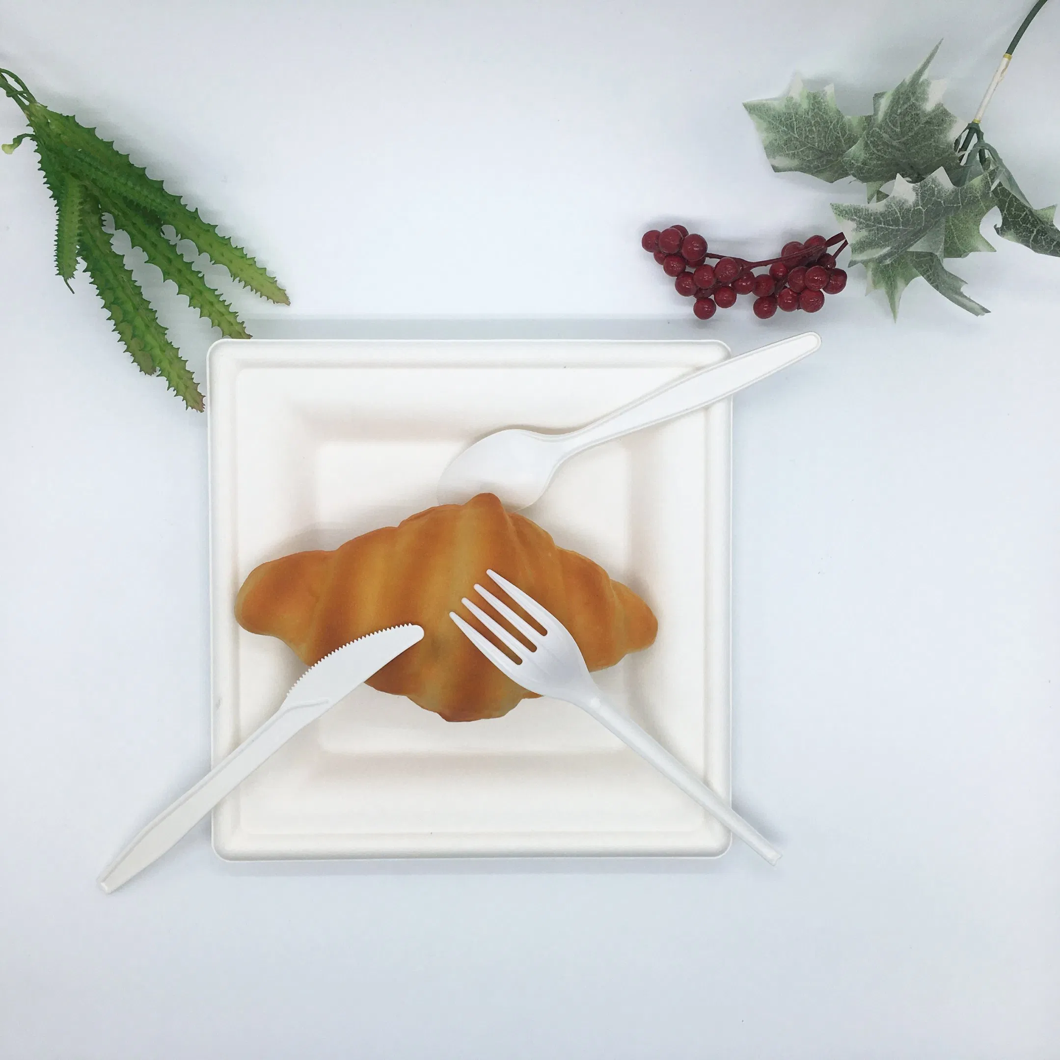 Disposable 170 mm Corn Starch Spoon Knife Fork Cutlery Set