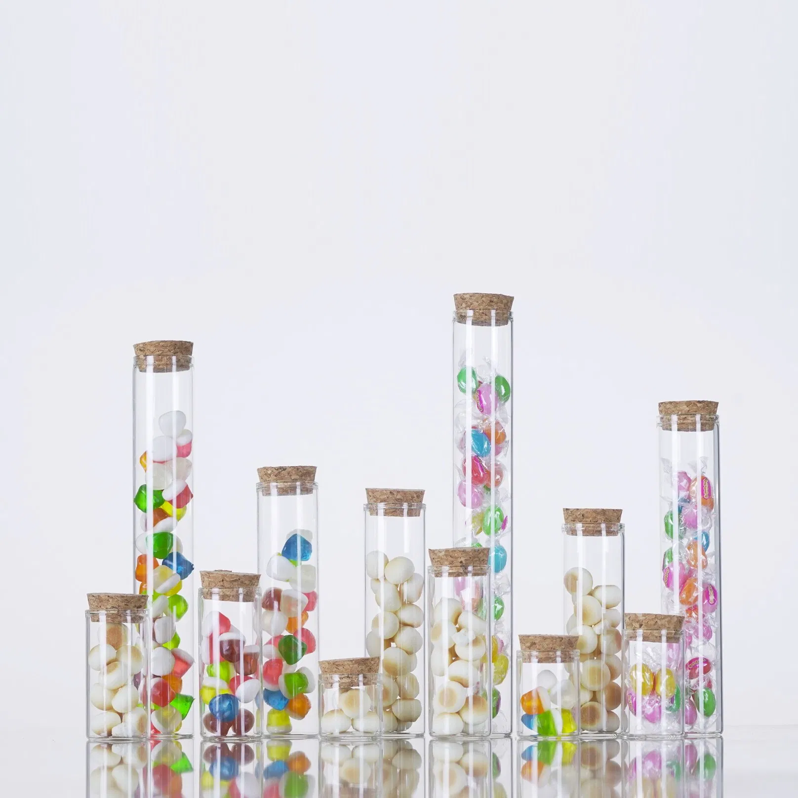 Transparent Laboratory Clear Glass Tubes with Corks School Lab Supplies Tall Wide Mouth Jar for Chocolate Snack Home Storage with Cork