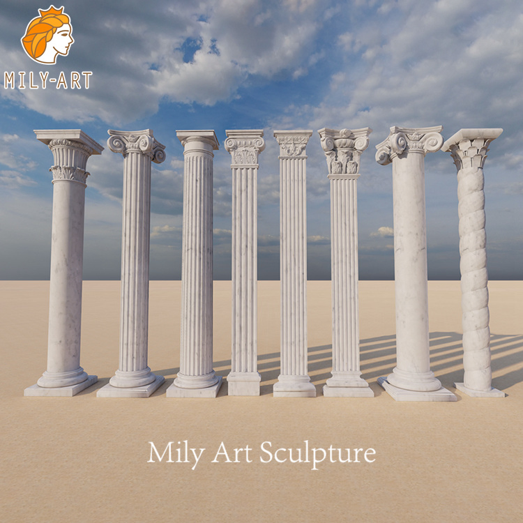 Project Building Natural Solid Marble Pillars White Marble Roman Columns