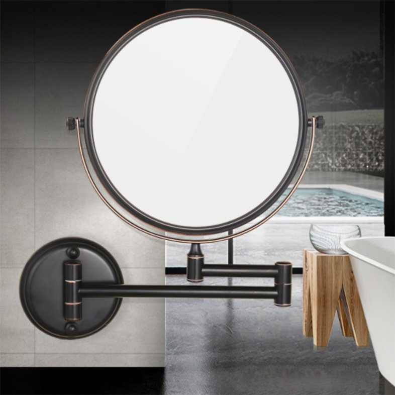 Aquacubic Modern Foldable Heavy Loading Punch-Free Brass Frame Double Sided Mirror Bathroom Makeup Mirror