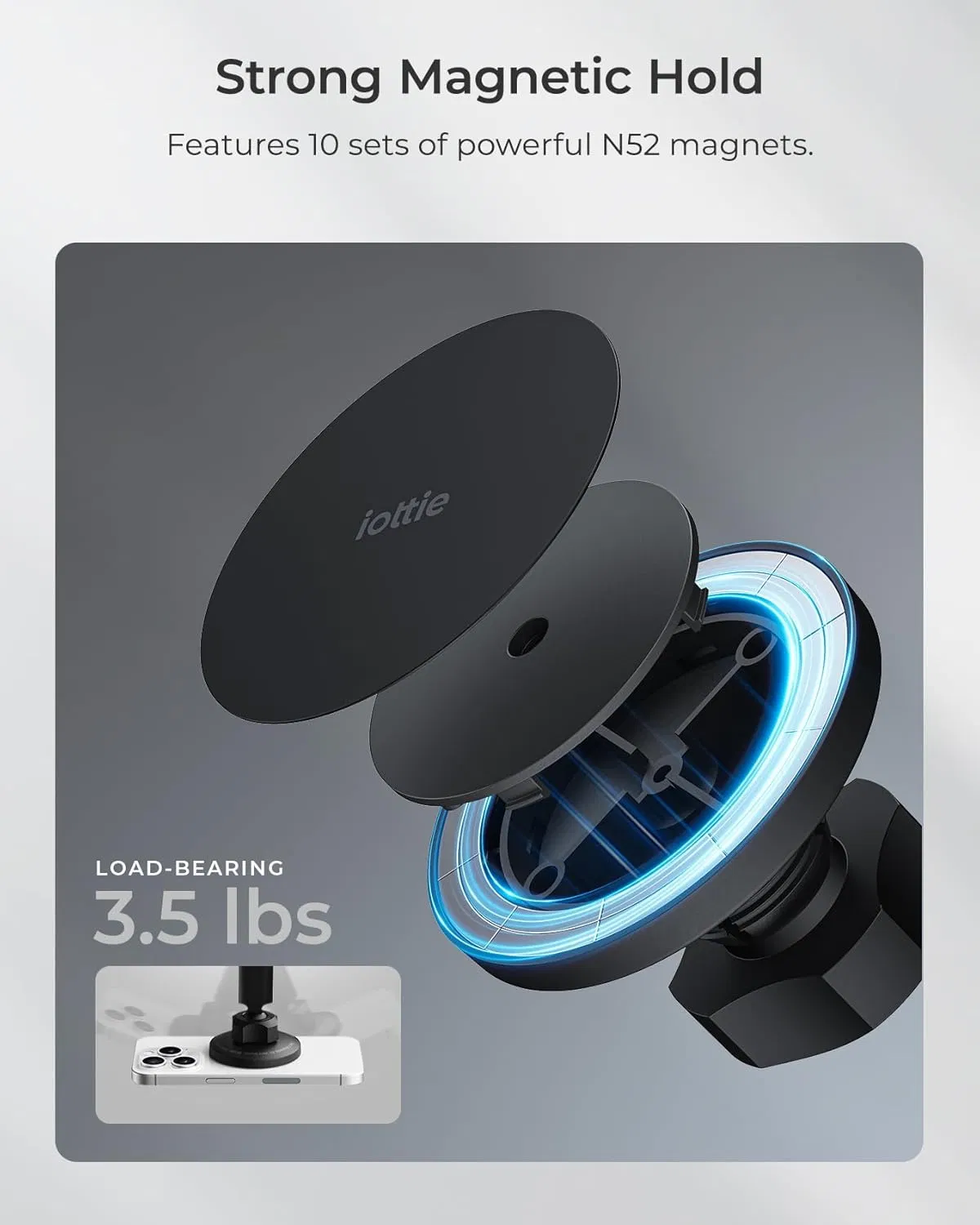 Магнитный держатель для телефона в авто с сильной присоской