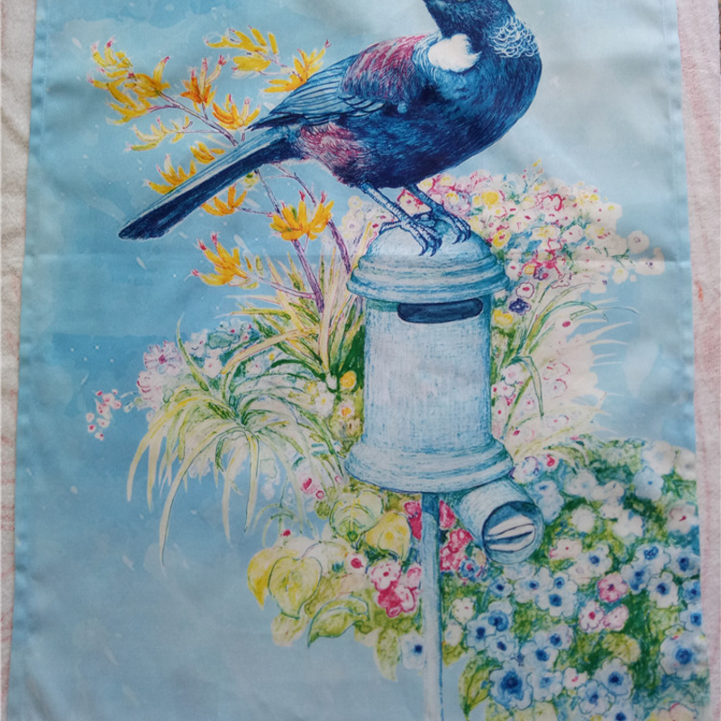 100% Cotton Digital Printed New Zealand Bird on Mailbox Kitchen Towel