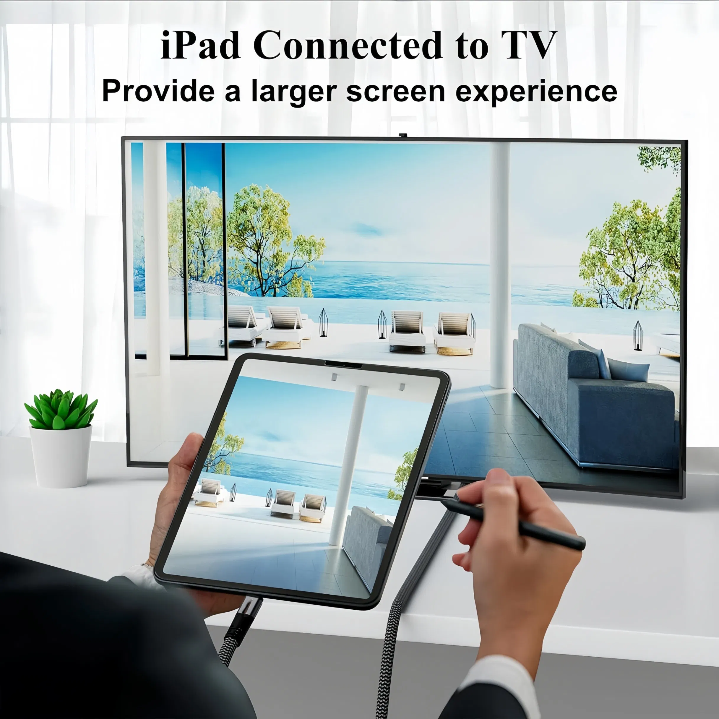 Custom USB C to HDMI Cable 2-200m, 4K Type-C to HDMI Braided Cord