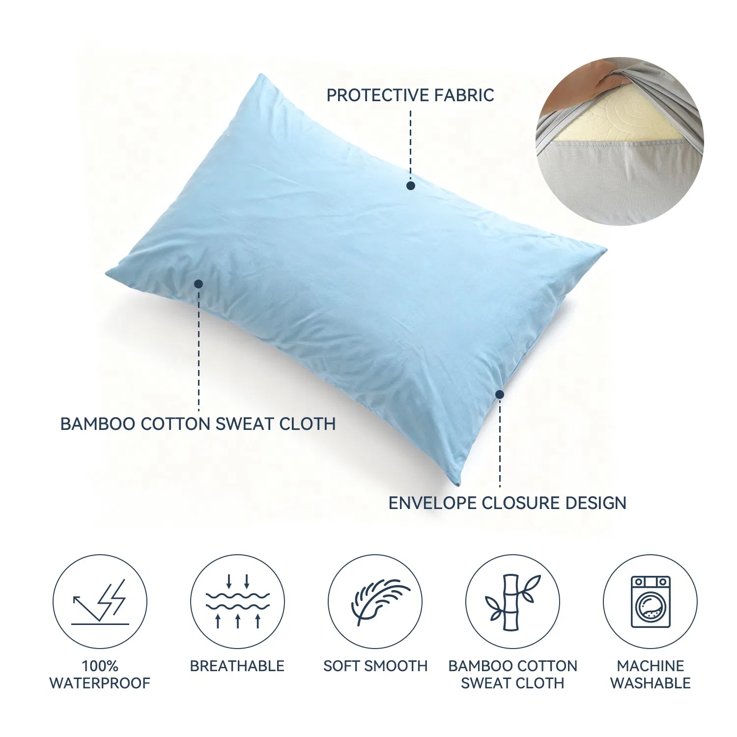 Anti-Static OEM& ODM Carton Machine Wash Pillow Case Protector Cover for Pregnancy