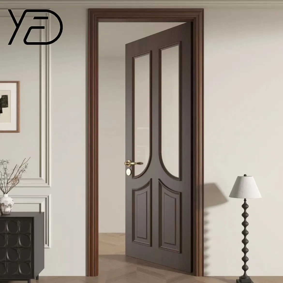 Premium PVC Glass Solid Wood Entrance Home Furniture MDF PVC Timber Interior Wooden Door for Modern Homes Kitchen Bathroom