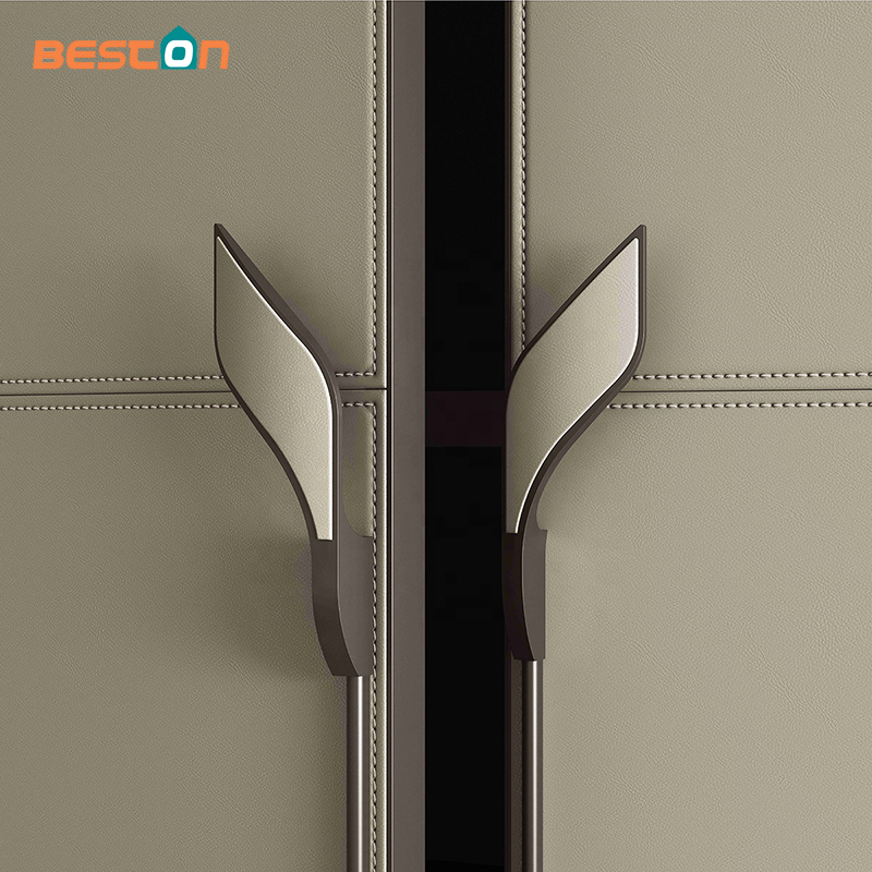 Zinc Alloy Leather Furniture Cabinet Handles New Design Wardrobe Door Pull Handle Leather Handle (L or R) 160+900mm