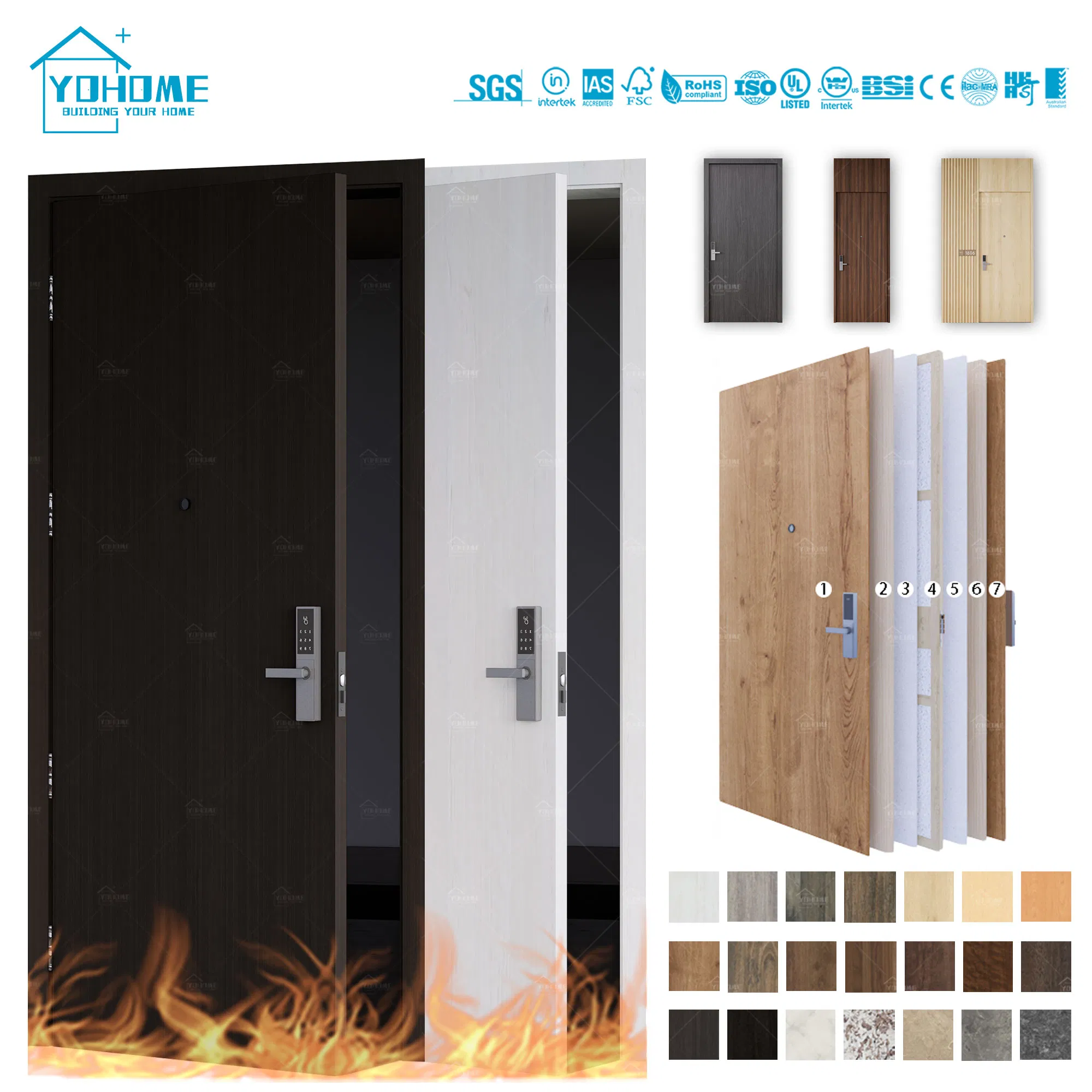 European HPL Compact Laminate Fire Door Ei 60 SA CE Marked Fire Door En 16034 60 Minute Fire Resistant HPL Door