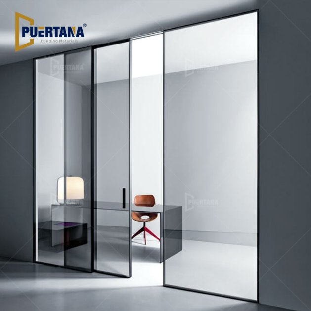 Interior Internal Indoor Metal Crittall Style Steel Door Sliding Glass Wall for Room Divider