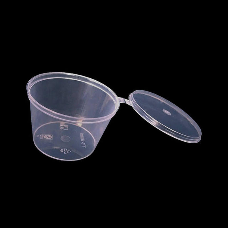 Disposable Plastic PP Mini Round Takeout Sauce Cups with Lids for Restaurant