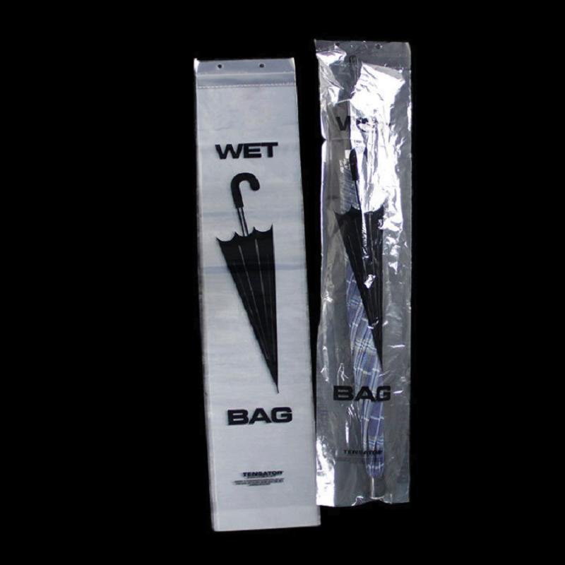 Quality Custom Logo Printing Supermarkets Clear Disposable Tote Grocery Rain Umbrella Wrapper Wet Packaging Bag