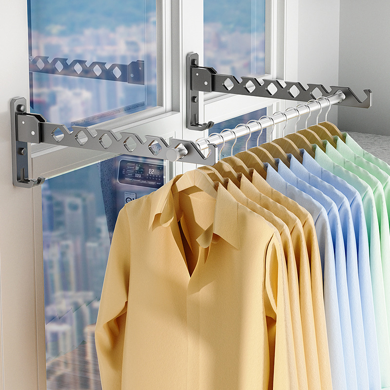 Stainless Steel Folding Wall Mounted Foldable Rotatable Clothes Laundry Hanger for Laundry Room