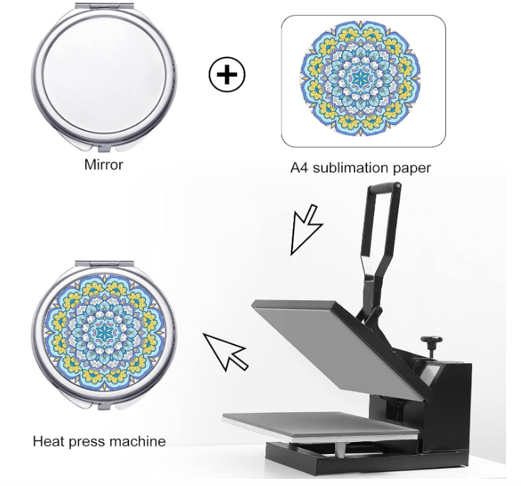 Bulk Sublimation Compact Mirrors Foldable Double-Sided Travel Makeup Mirrors
