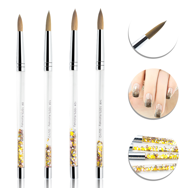 Guyo Gold Liquid Handle Pure Kolinsky Nail Art Brush