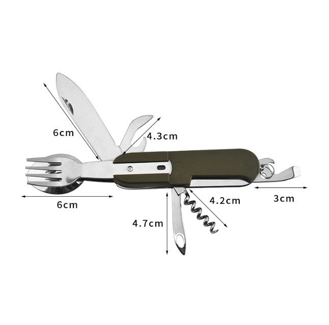Portable Stainless Steel Camping Cutlery Knife Set Pocket Multi Functional Utensils