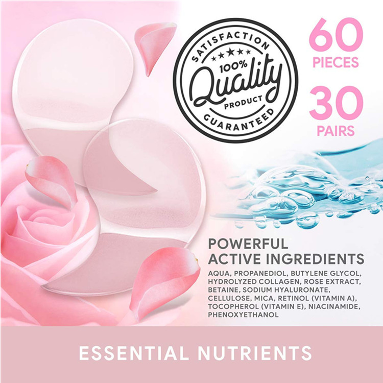 Custom Pure Rosewater Hydrogel Eye Patch Collagen Moisturizing and Hydrating Eye Mask
