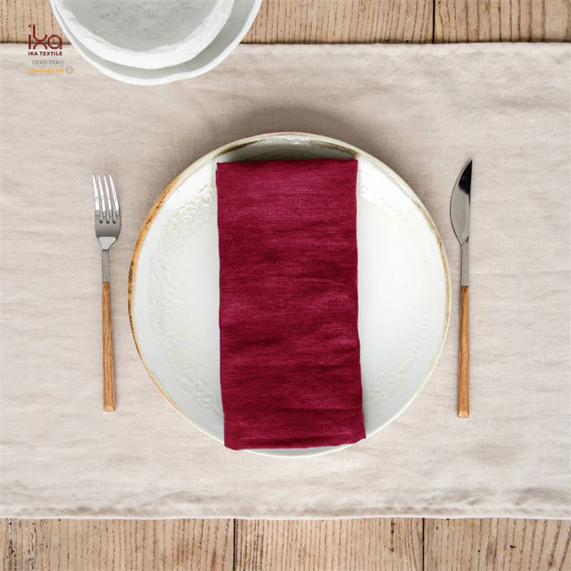 Party Decoration Beverage Logo Color Embroidery Custom Printed Lunch Personalized Dinner Linen Napkins with Hemstitch