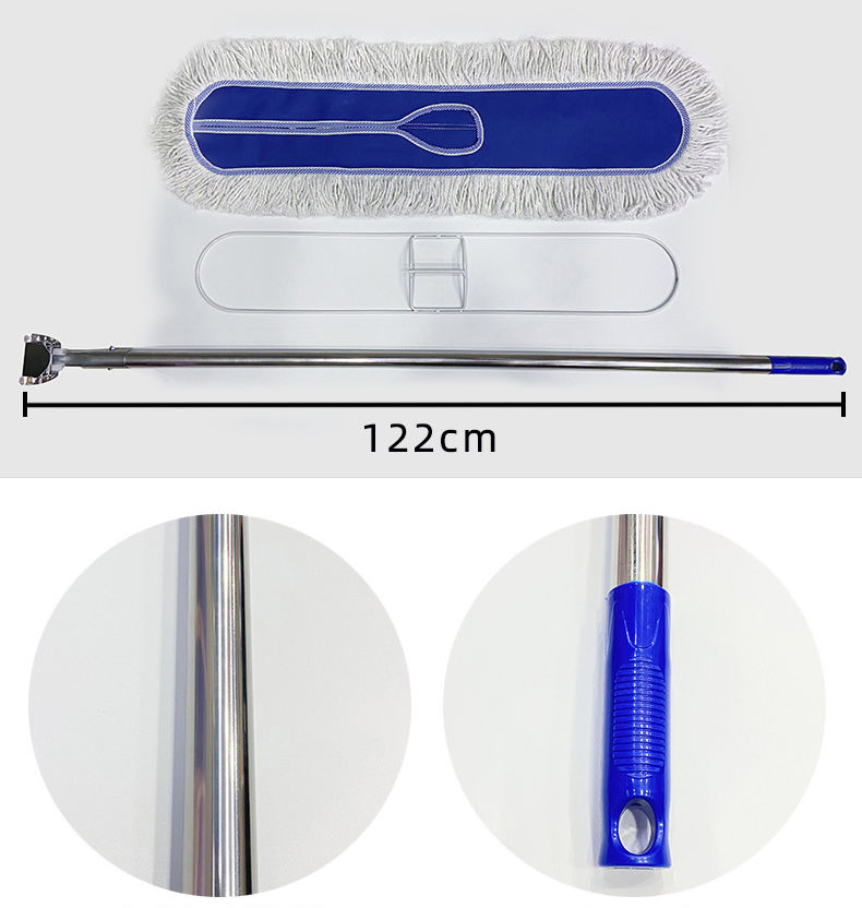 Large Size Hotel Gym Cleaner Stainless Steel Handle Commercial Dust Floor Mop Wet Dry Flat Mop