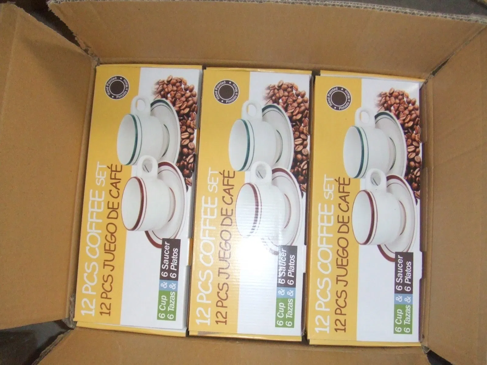 Керамические чашки с блюдцами, 12 шт, 220 мл