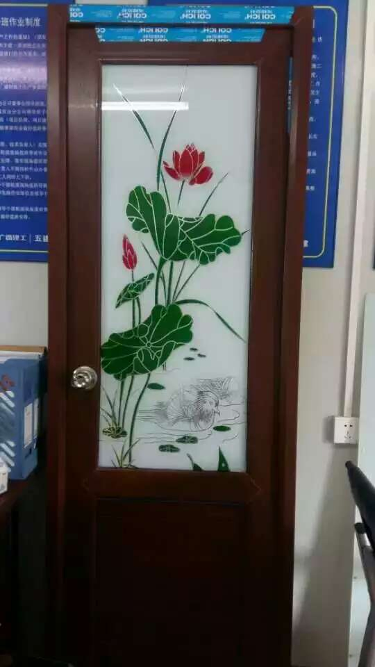 Conch Casement Bathroom PVC/UPVC Door with Artistic Glass