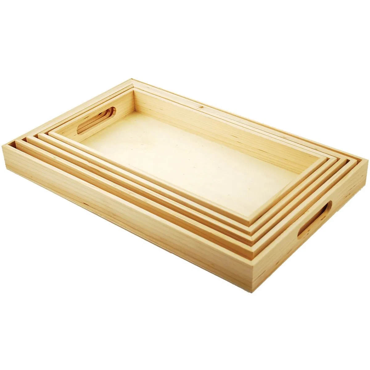 Wholesale Hotel Classical Handmade Tea Coffee Carry Tray Walnut Long Rectangle Solid Wood Serving Tray