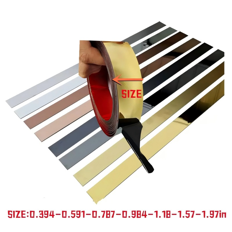 15mm Premium Self-Adhesive High-Tack for Wall Decoration Stainless Steel Flat Strips Trim