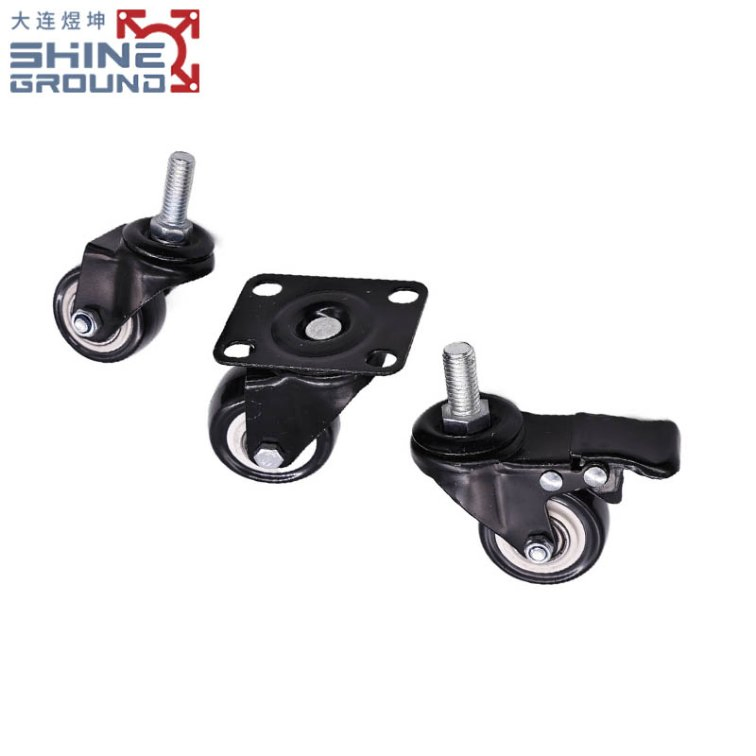 Premium Black Aluminum Profile Door Hardware with 2-Inch Casters