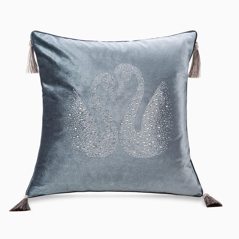 Luxury Diamond Decoration Soft Velvet Sofa Cushion Cover 45X45cm Throw Pillow Case for Home Chair