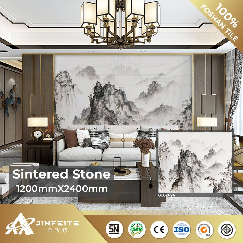 Classic Design Glossy Surface Sintered Stone Slab Large Panel for Wall Decor Best Price 120X240cm