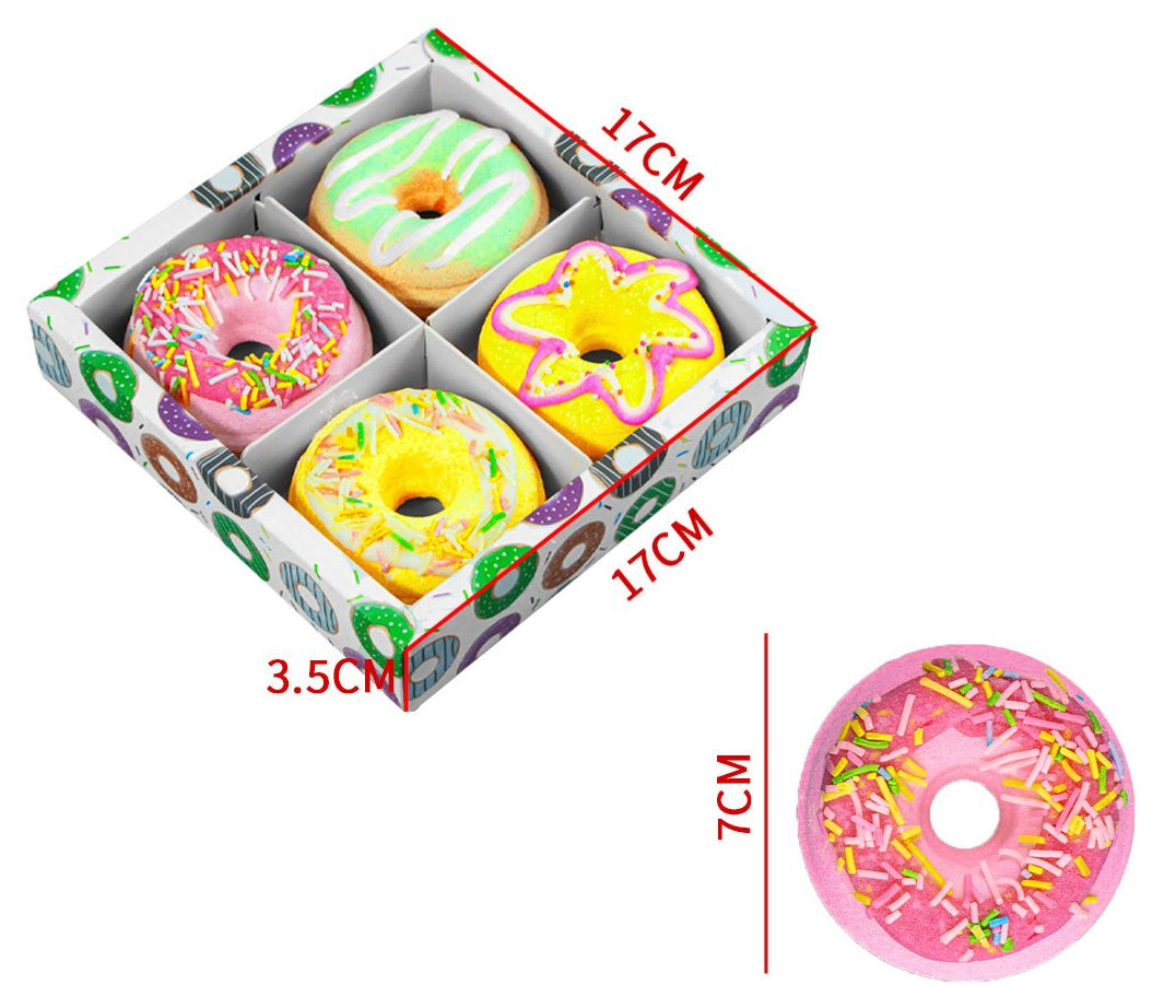 Online Wholesale and Retail Strong Scent Flower Aroma Surprise Bubble Bath Salt Organic Shea Butter Lovely Donuts Bath Bomb Set