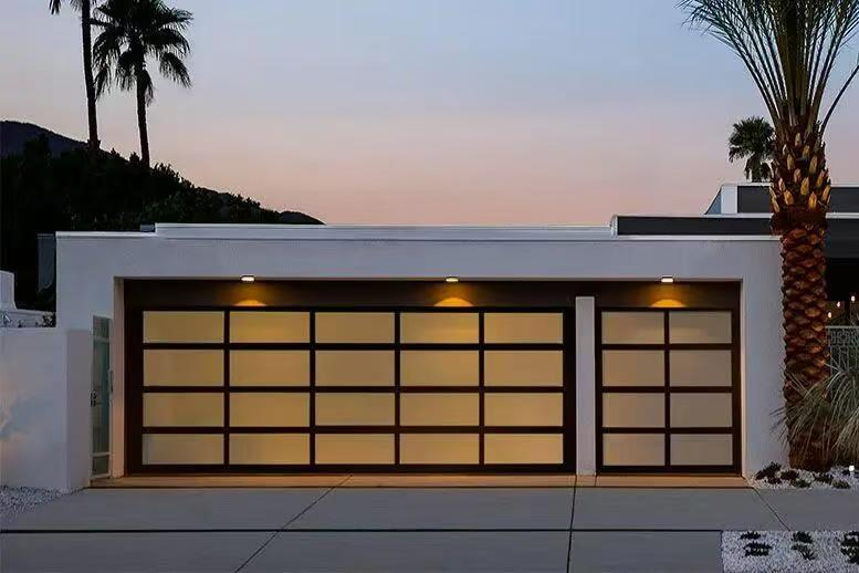 Premium Panoramic All Glass Sectional Garage Door with Minimal Aluminum Frame