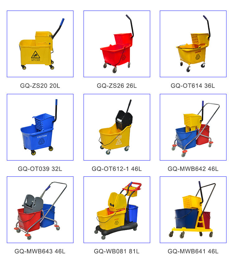 Commercial Wholesale Durable Single Down Side Press Janitor Cart Cleaning Plastic 20 Liter Mop Bucket with Wringer