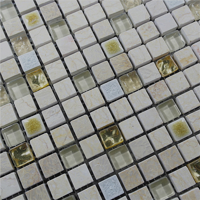 Hot Sale Yellow Color Marble Mixed Glass Mosaic for Bathroom Wall