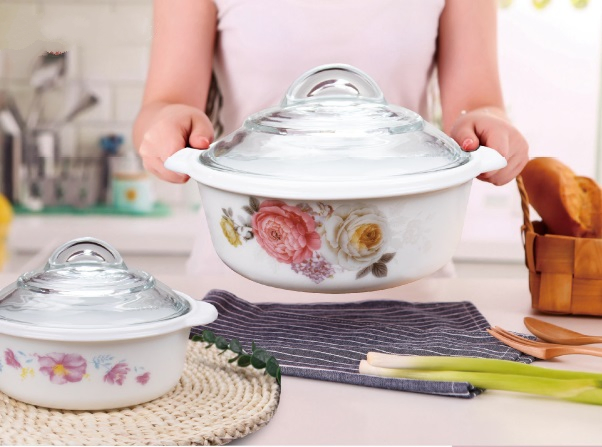 Жаропрочная опаловая супница с крышкой, 1 л