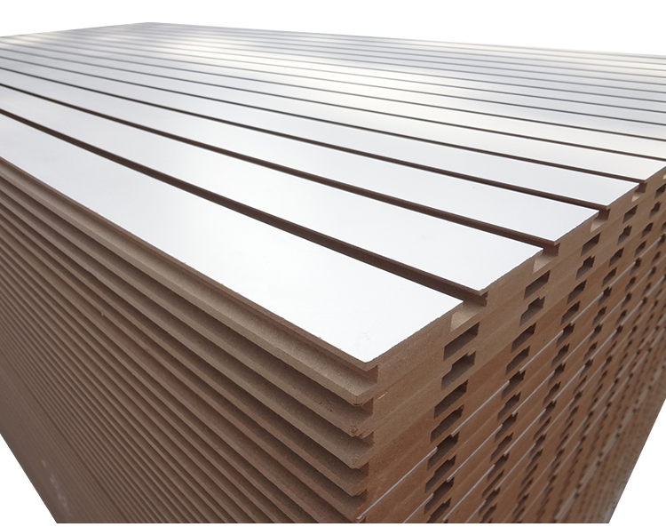 High Gloss Light Oak Wood Grain Melamine MDF Slatwall Panel Aluminum Insert Groove Board