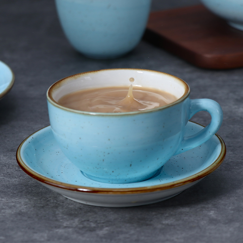 Ceramic Cup Restaurant Dishes Plates Set Blue Ceramic Pots Porcelain Tea Cup Set for Hotel