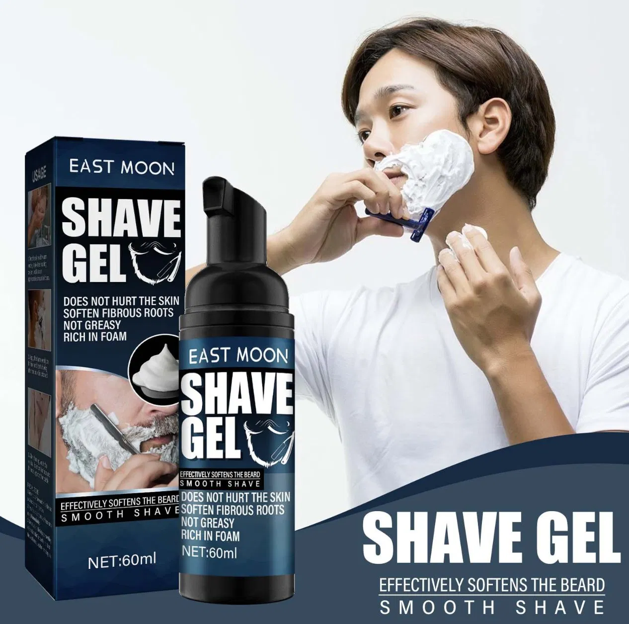 Online Wholesale in Stock Promotion Fresh Scent Clear Shaving Gel with Skin Replenishing Vitamin E and Soothing Aloe Vera Sensitive Skin Moisturizer Shave Gel