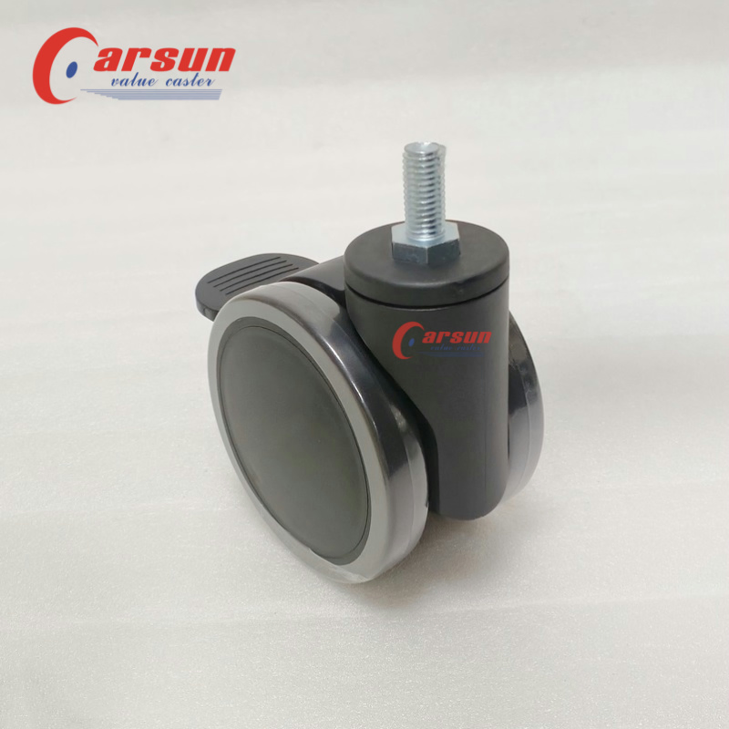 4 Inch Black Medical Casters Brakes Rigid PU Nylon Stem Casters Hospital Laboratory Equipment Instruments Customizable OEM 100mm
