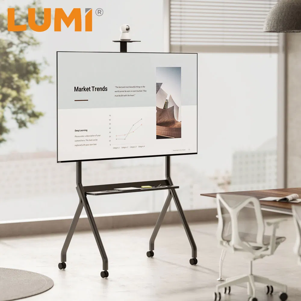 LUMI Economical Rolling TV Stand Height Adjustable Mobile Heavy-Duty TV Trolley Cart with Caster Wheels for 100 inch OLED Screen