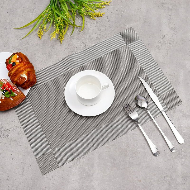 Rectangle Washable Non Slip Polyester Woven Vinyl Place Mats Table
